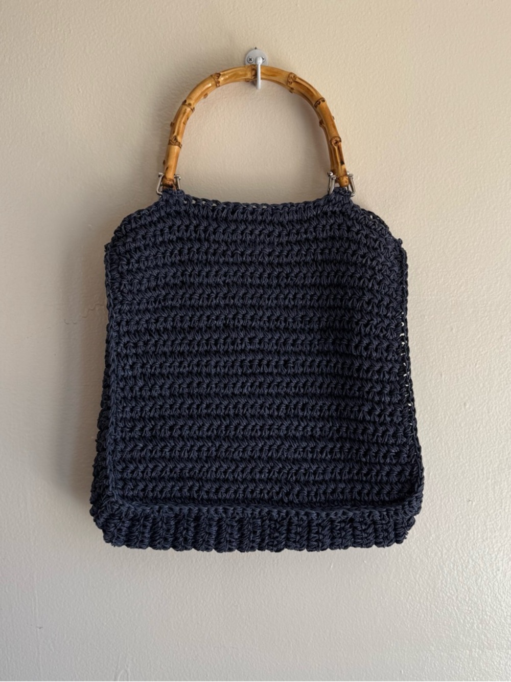 Crochet Tote with Bamboo Handles